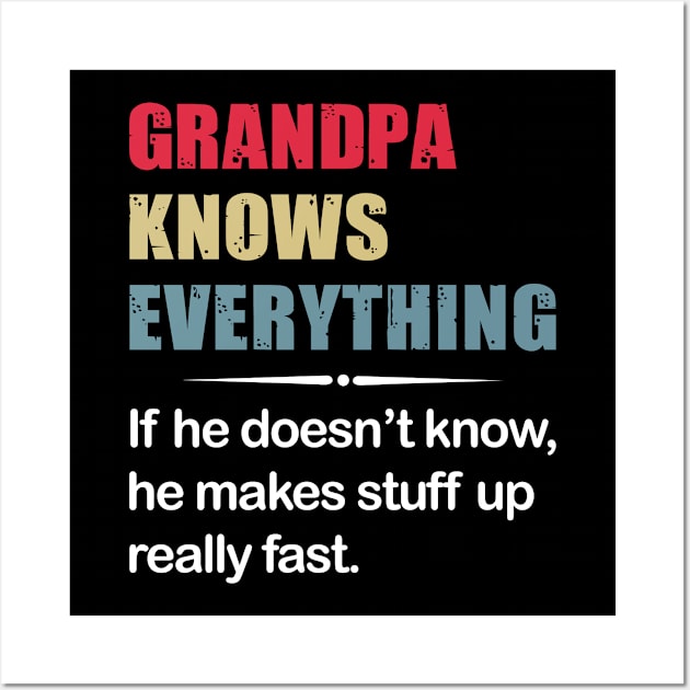 Grandpa Knows Everything If He Does Not Know - Funny T Shirts Sayings - Funny T Shirts For Women - SarcasticT Shirts Wall Art by Murder By Text